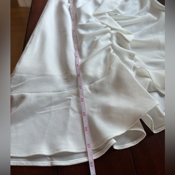 She + Sky White Ruffle Tie-Strap Mini Dress - Size M - Picture 8 of 10